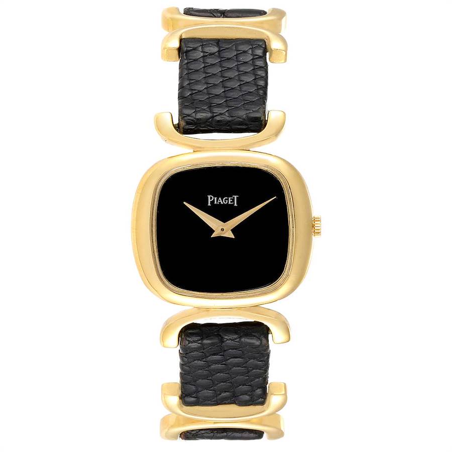 Piaget Solo Tempo Yellow Gold Black Onyx Dial Vintage Ladies Watch