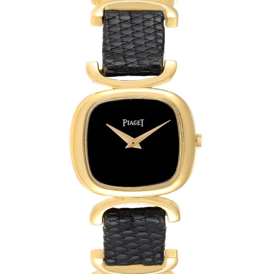 Piaget Solo Tempo Yellow Gold Black Onyx Dial Vintage Ladies Watch 9451 SwissWatchExpo