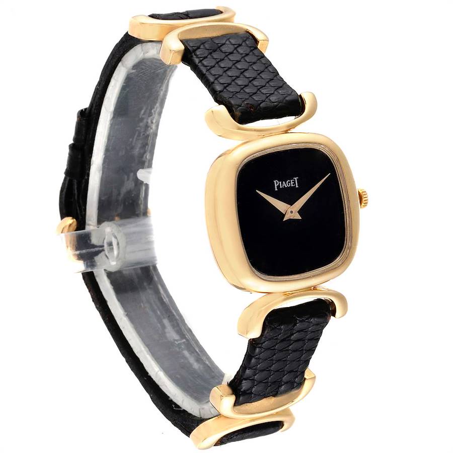 Piaget Solo Tempo Yellow Gold Black Onyx Dial Vintage Ladies Watch