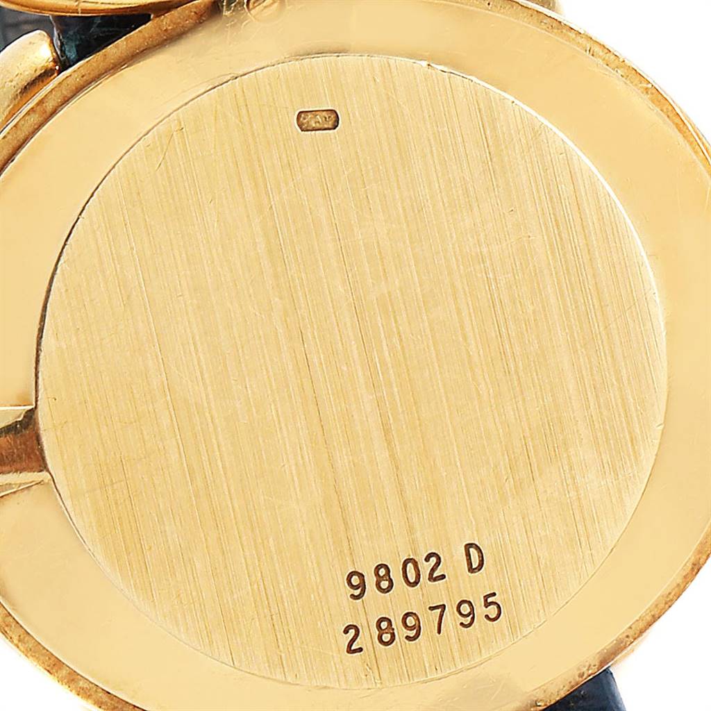 This image shows the back case of the Piaget 9451 Women's Yellow Gold Blue Dial 9451 Women's Yellow Gold Blue Dial Classique Yellow Gold Lapis Dial Vintage Ladies Watch 9451 model.
