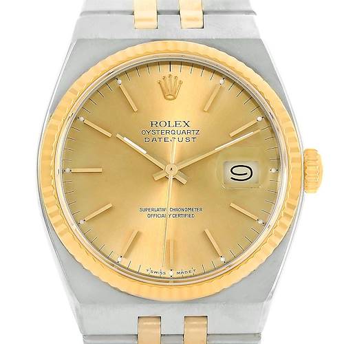 Photo of Rolex Oysterquartz Datejust Steel 18K Yellow Gold Mens Watch 17013