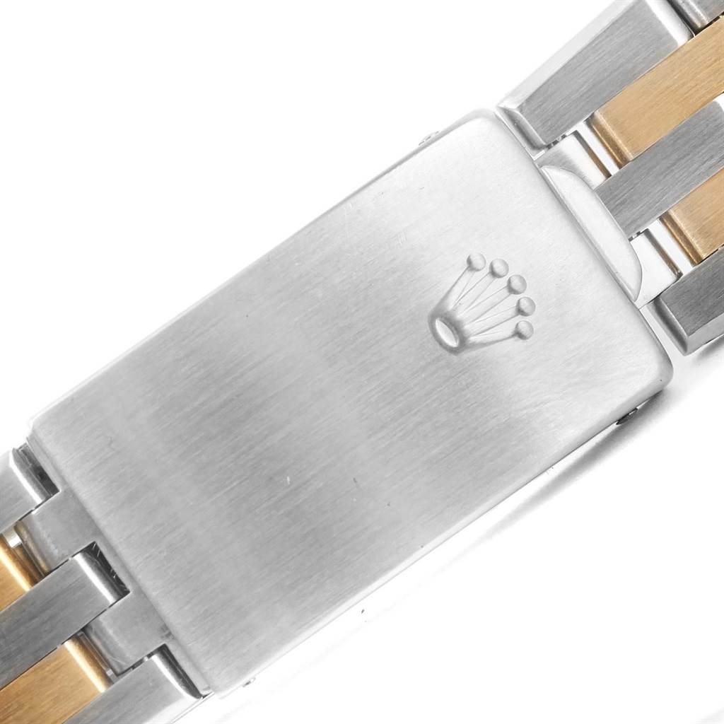 The image shows a close-up of the clasp and bracelet of a Rolex Oysterquartz 17013 Men's Stainless Steel Champagne Dial 17013 Men's Stainless Steel Champagne Dial watch.