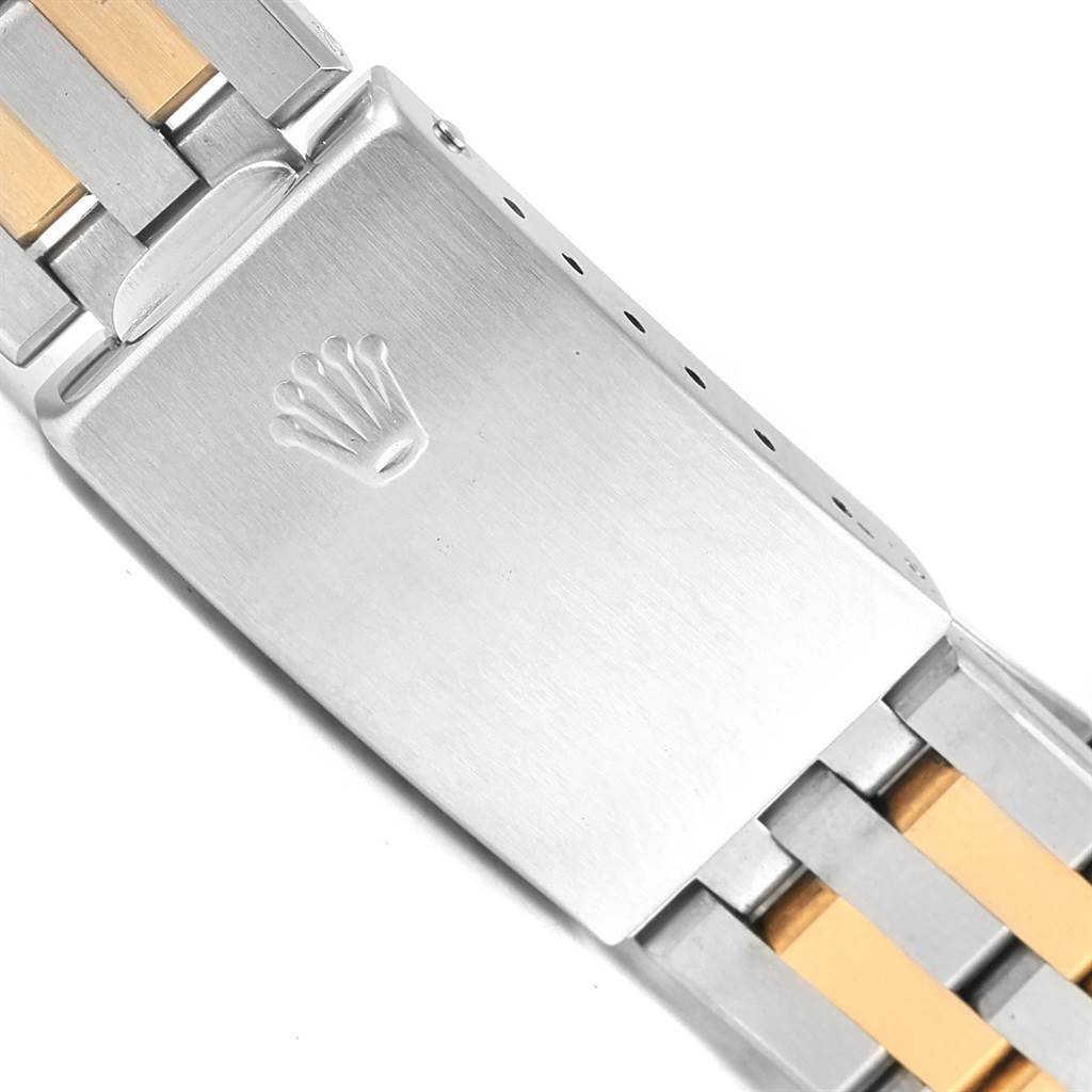 The image shows a close-up of the clasp and part of the bracelet of a Rolex Oysterquartz 17013 Men's Stainless Steel White Dial 17013 Men's Stainless Steel White Dial watch.