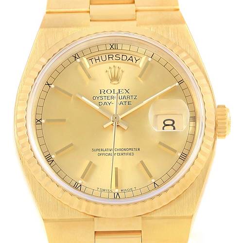 Photo of Rolex Oysterquartz President Yellow Gold Champagne Dial Mens Watch 19018