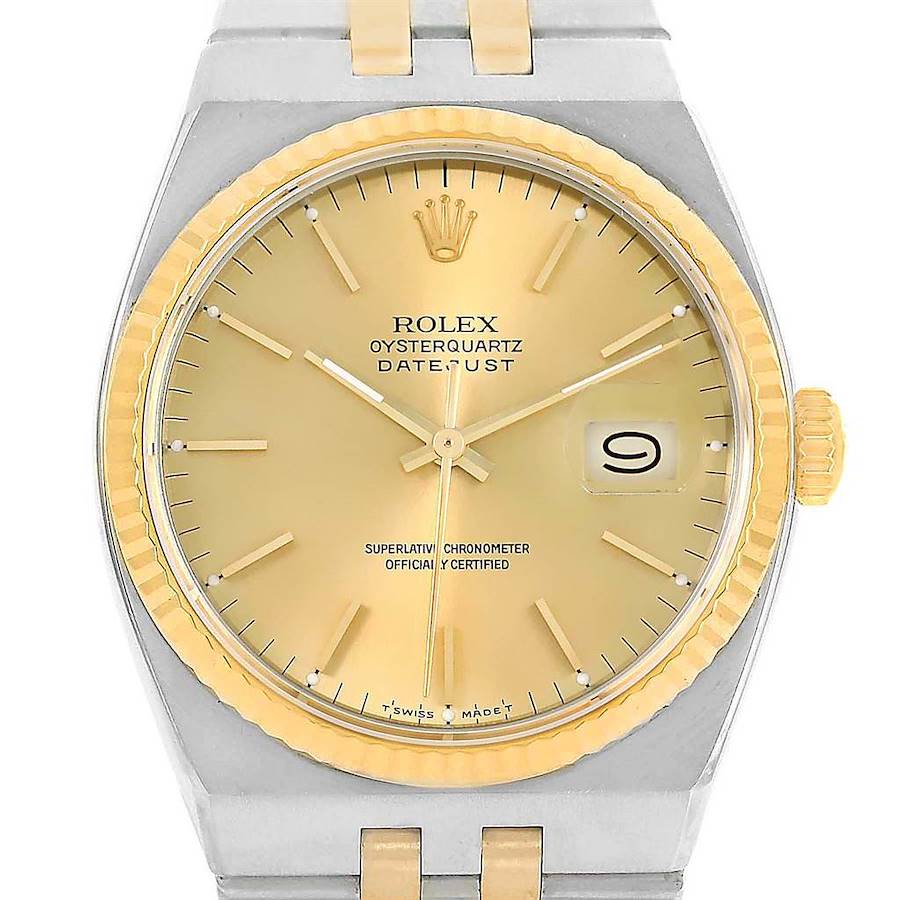 Rolex Oysterquartz Datejust Steel Yellow Gold Watch 17013 Box Papers SwissWatchExpo