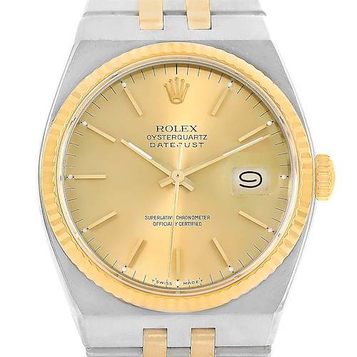 Photo of Rolex Oysterquartz Datejust Steel Yellow Gold Watch 17013 Box Papers