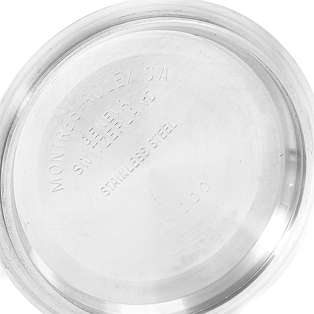 This image shows the inside of the stainless steel case back of a Rolex Oysterquartz 17000 Men's Stainless Steel White Dial 17000 Men's Stainless Steel White Dial watch.