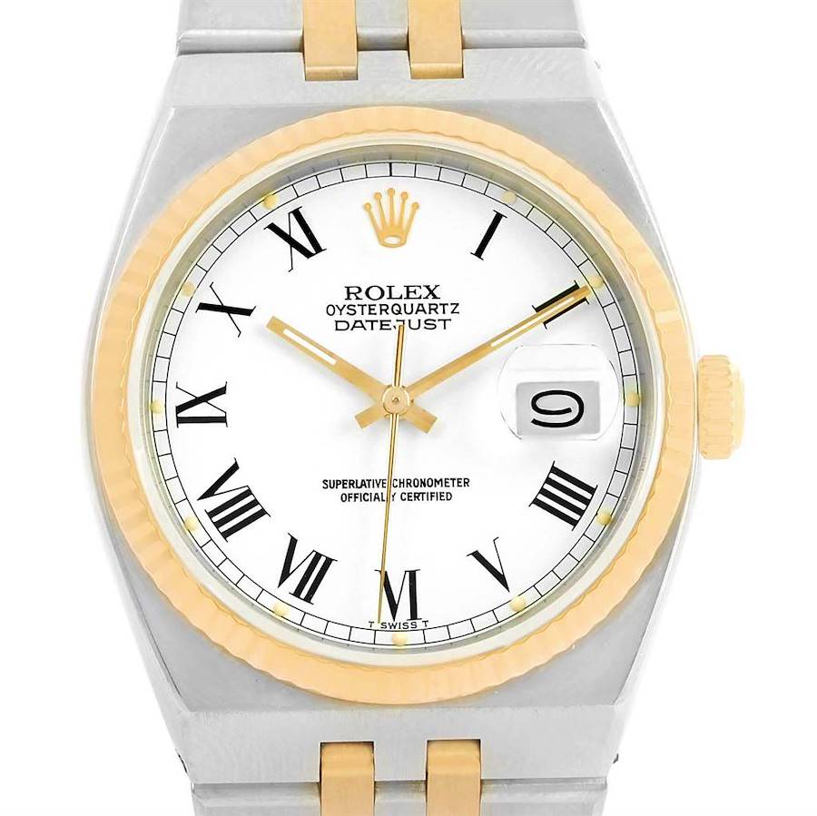 Rolex Oysterquartz Datejust Steel Yellow Gold Buckley Dial Watch 17013 SwissWatchExpo