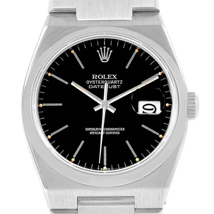 Rolex Oysterquartz Datejust Black Dial Vintage Mens Watch 17000 SwissWatchExpo