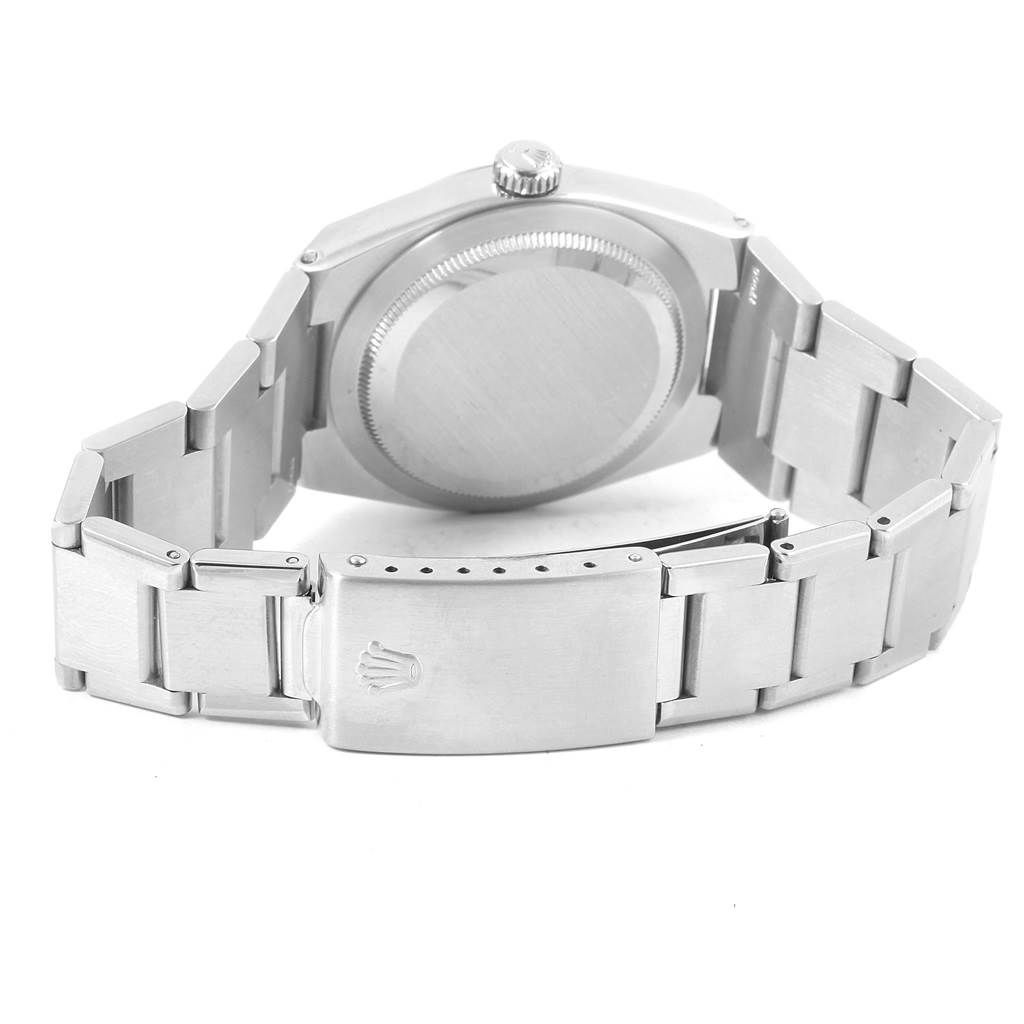 The image shows the back case and bracelet of the Rolex Oysterquartz 17000 Men's Stainless Steel Black Dial 17000 Men's Stainless Steel Black Dial watch from a rear angle.