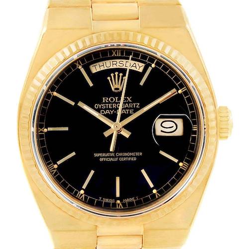 Photo of Rolex Oysterquartz President Day-Date Yellow Gold Black Dial Watch 19018