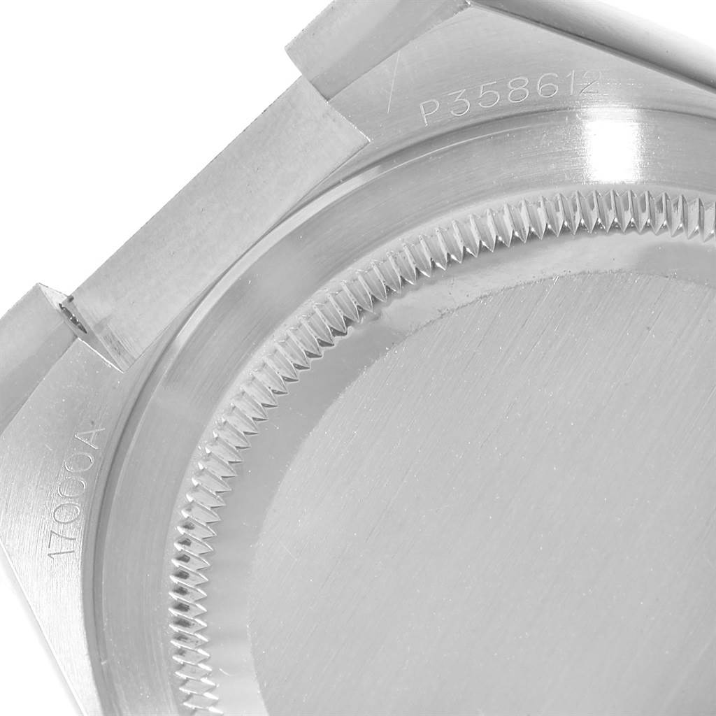 The image shows a close-up of the back case and lugs of a Rolex Oysterquartz 17000 Men's Stainless Steel Black Dial 17000 Men's Stainless Steel Black Dial watch.