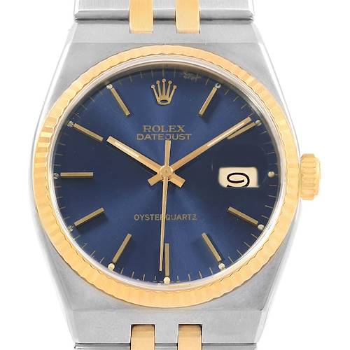 Photo of Rolex Oysterquartz Datejust Steel Yellow Gold Blue Dial Mens Watch 17013