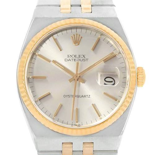 Photo of Rolex Oysterquartz Datejust Steel Yellow Gold Silver Dial Watch 17013
