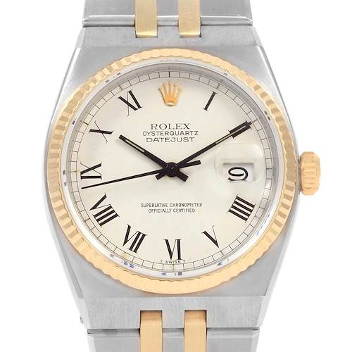 Photo of Rolex Oysterquartz Datejust Steel Yellow Gold White Dial Watch 17013
