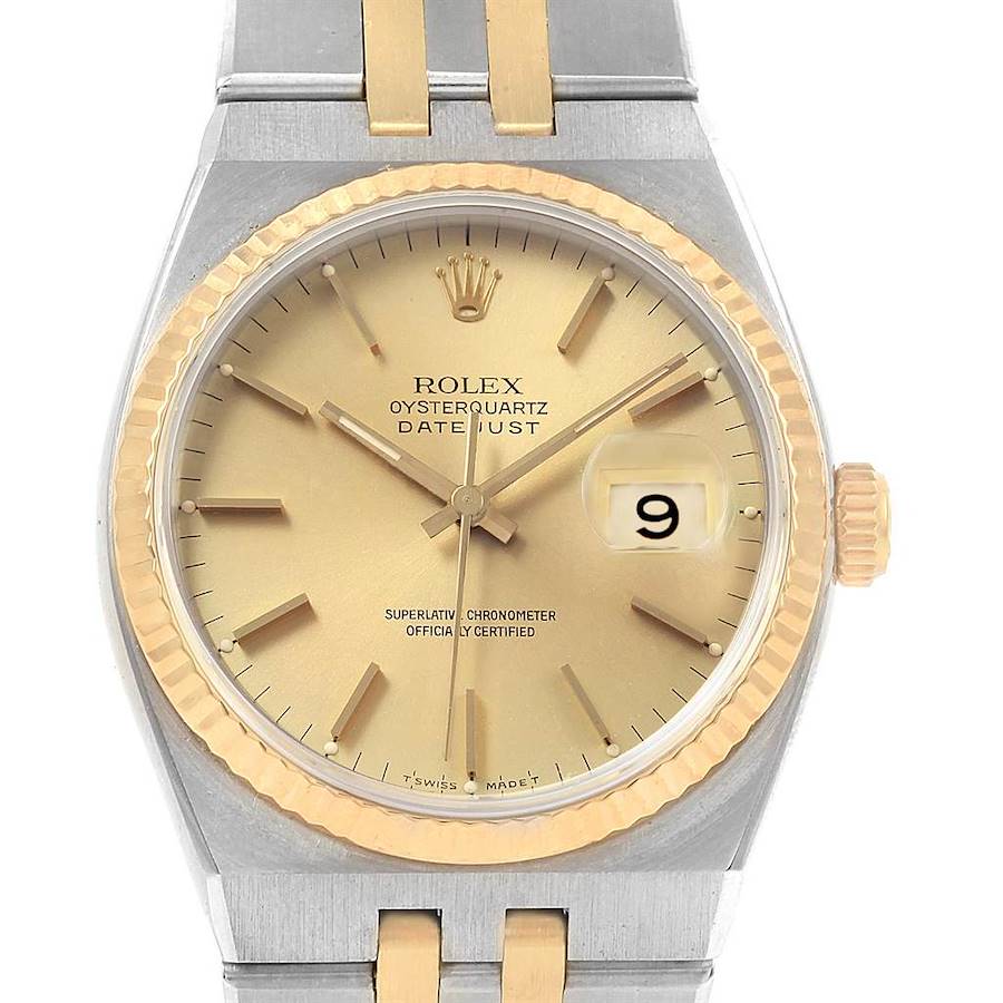 Rolex Oysterquartz Datejust 36 Steel Yellow Gold Mens Watch 17013 SwissWatchExpo