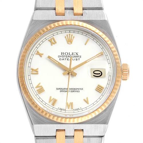 Photo of Rolex Oysterquartz Datejust Steel Yellow Gold White Dial Watch 17013