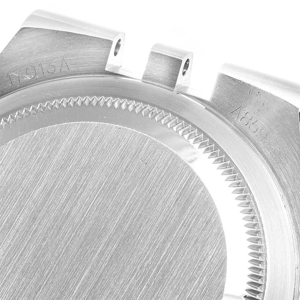 The image shows the back case and lugs of the Rolex Oysterquartz 17013 Men's Stainless Steel Champagne Dial 17013 Men's Stainless Steel Champagne Dial watch model at an angled close-up.