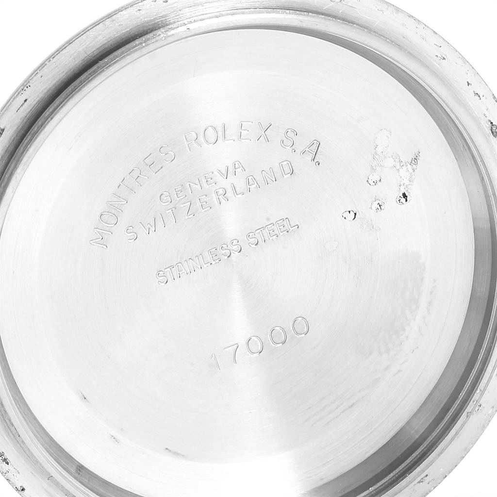 This is the interior case back of a Rolex Oysterquartz 19220 Men's Steel and Gold (two tone) White Dial 19220 Men's Steel and Gold (two tone) White Dial watch, displaying model and manufacturing details.