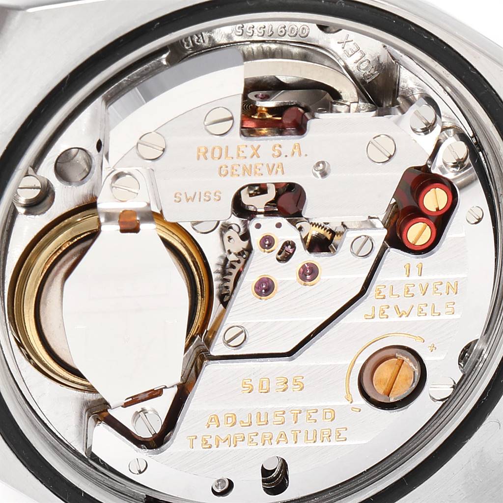This image shows a close-up of the internal mechanism of the Rolex Oysterquartz 17013 Men
s Stainless Steel Champagne Dial 17013 Men
s Stainless Steel Champagne Dial watch.