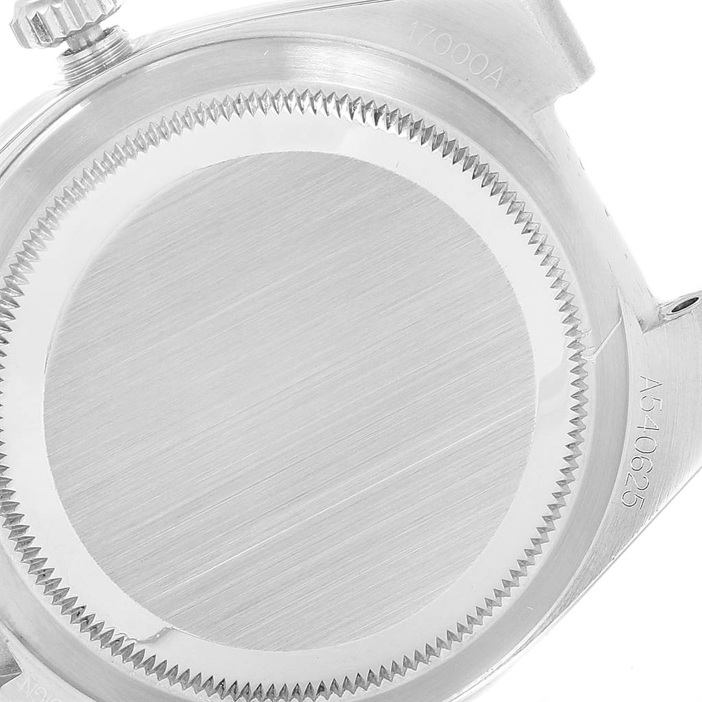 This image shows the backside with the case back of the Rolex Oysterquartz 17000 Men's Stainless Steel White Dial 17000 Men's Stainless Steel White Dial model.