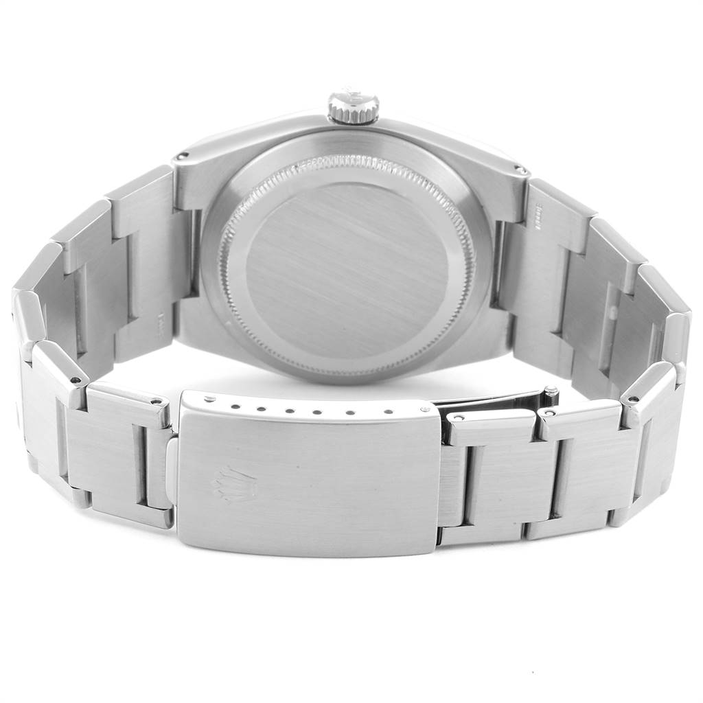 This image shows the back case and bracelet of the Rolex Oysterquartz 17000 Men
s Stainless Steel Silver Dial 17000 Men
s Stainless Steel Silver Dial watch from a rear angle.