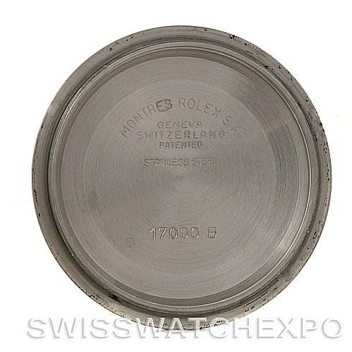 The image shows the inside case back of a Rolex Oysterquartz 17014 Men's Stainless Steel Silver Dial 17014 Men's Stainless Steel Silver Dial watch, featuring the model number "17000B."