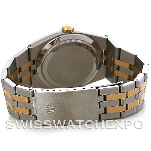 The image shows the back view of a Rolex Oysterquartz 17013 Men's Stainless Steel White Dial 17013 Men's Stainless Steel White Dial watch, highlighting the case back, bracelet, and clasp.