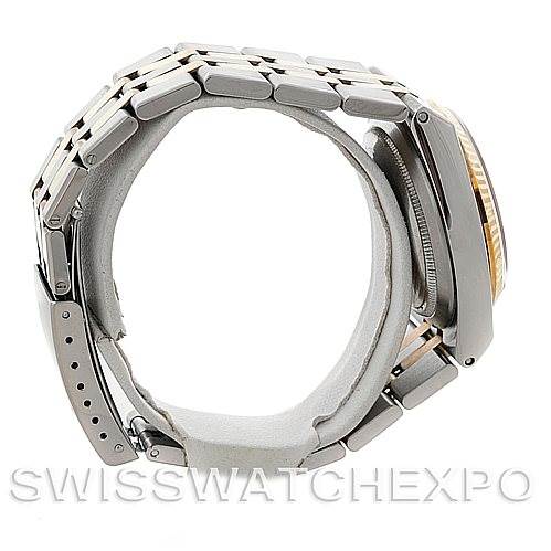 The image shows a side view of a Rolex Oysterquartz 17013 Men's Stainless Steel Silver Dial 17013 Men's Stainless Steel Silver Dial watch, highlighting the bracelet and case.