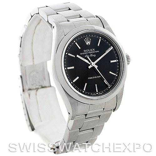 The Rolex Oysterquartz 14000 Men's Stainless Steel Black Dial 14000 Men's Stainless Steel Black Dial watch is shown at a slight angle, highlighting its black dial, stainless steel case, and bracelet.