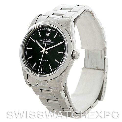 The Rolex Oysterquartz 14000 Men's Stainless Steel Black Dial 14000 Men's Stainless Steel Black Dial watch is shown at a slight angle from the front, displaying the face, bezel, and bracelet.