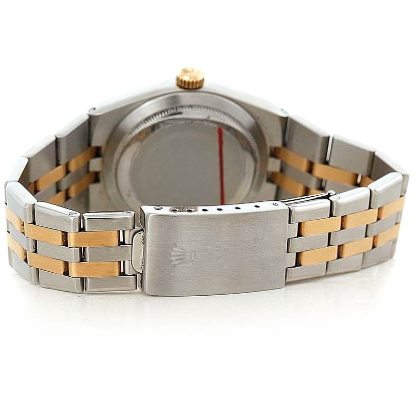 The image shows the back and clasp of the Rolex Oysterquartz 17013 Men's Stainless Steel Champagne Dial 17013 Men's Stainless Steel Champagne Dial watch from a rear angle.