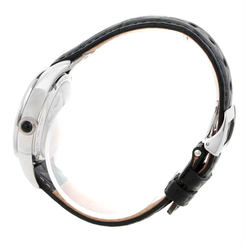 The image shows a side view of the Girard-Perregaux 80481 Women's White Gold Mother of Pearl Dial 80481 Women's White Gold Mother of Pearl Dial Cat's Eye 18K White Gold Diamond Watch 80481, highlighting the case, crown, and strap.