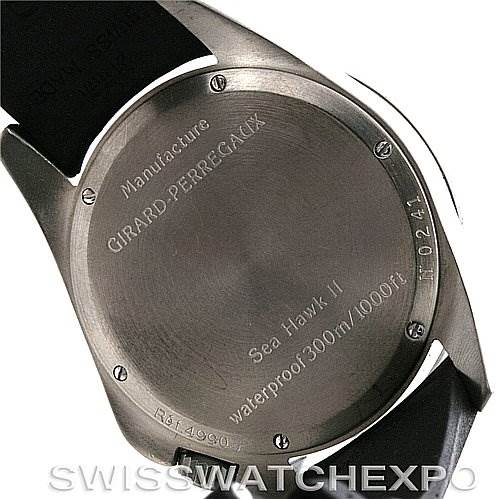 The image shows the case back of a Girard Perregaux Sea Hawk II Titanium 49900-21-652-FK6D watch.