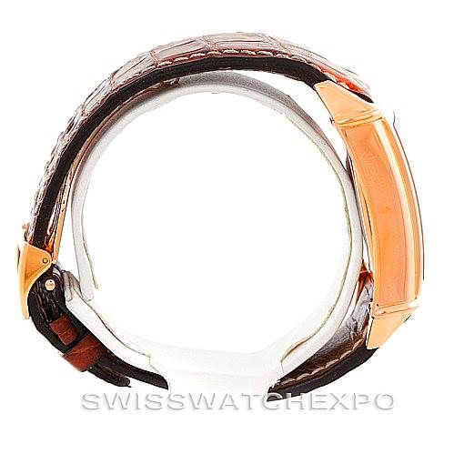 This image shows a side view of the Girard Perregaux Big Date Moon Phase 18K Rose Gold Watch 2580, highlighting the band and clasp.