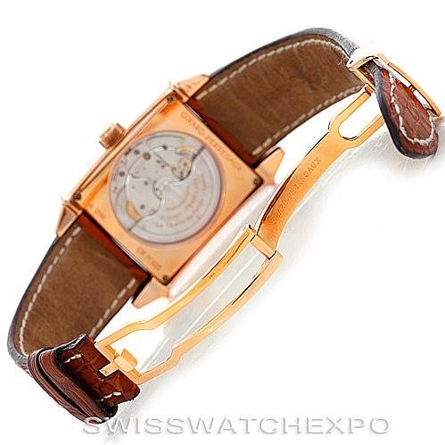 The image shows the back view of the Girard Perregaux Big Date Moon Phase 18K Rose Gold Watch 2580 model, showcasing the movement and clasp.