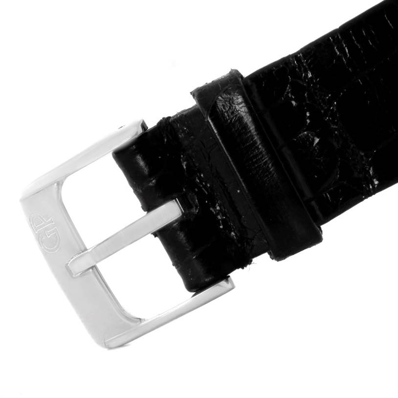 This image shows the buckle and part of the leather strap of the Girard Perregaux Tortue Stainless Steel Diamond Ladies Watch 2656.