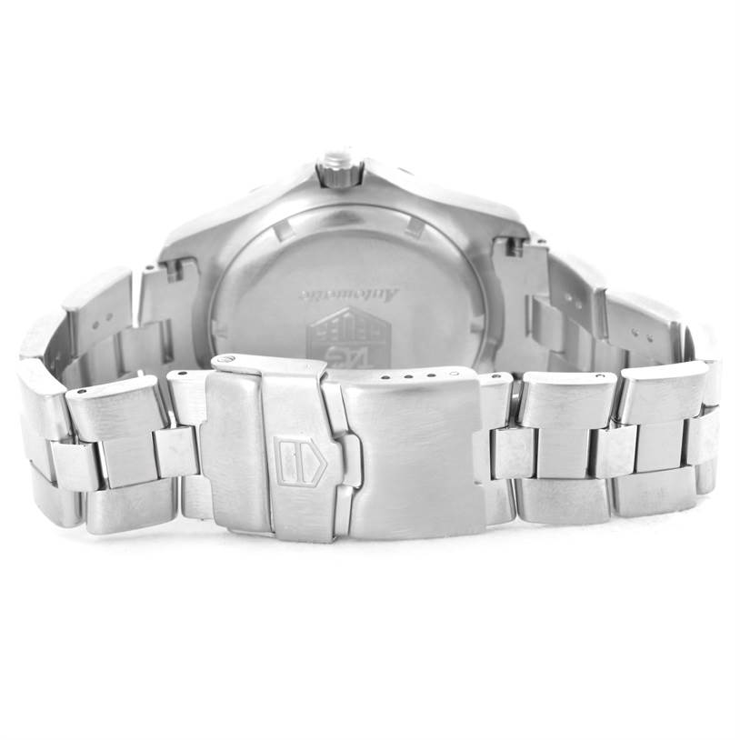 The image shows the back side and clasp of a Tag Heuer Aquaracer WN2110.BA0359 Men's Stainless Steel Silver Dial WN2110.BA0359 Men's Stainless Steel Silver Dial watch, highlighting the metal bracelet.