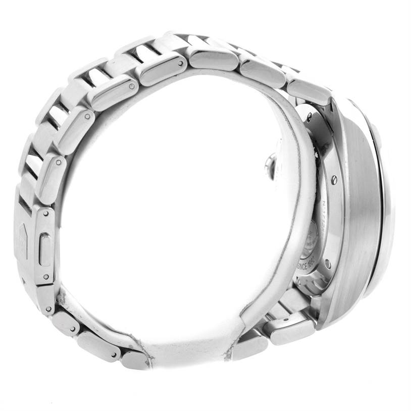 The image shows a side view of a Tag Heuer Carrera CAV511B Men's Stainless Steel Silver Dial CAV511B Men's Stainless Steel Silver Dial watch, focusing on its stainless steel bracelet and case.