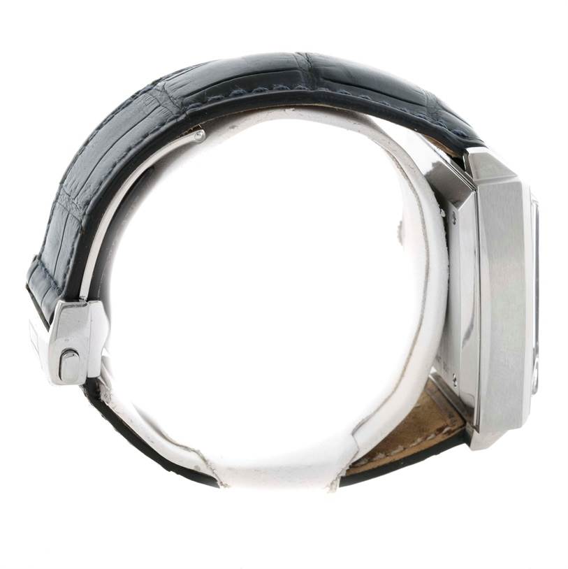 The image shows a side view of the Tag Heuer Monaco CW2113 Men's Stainless Steel Blue Dial CW2113 Men's Stainless Steel Blue Dial watch highlighting the strap and case.