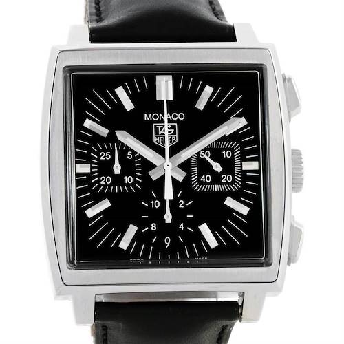Photo of Tag Heuer Monaco Automatic Black Strap Mens Watch CW2111 Box Papers
