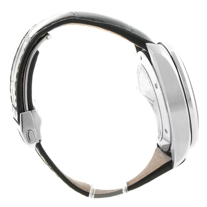 The image shows a side view of a Tag Heuer Carrera CAV511A Men's Stainless Steel Black Dial CAV511A Men's Stainless Steel Black Dial watch, highlighting the case, strap, and clasp.