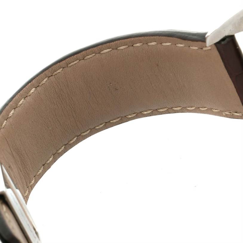 The image shows a close-up of the interior of a leather strap from a Tag Heuer Carrera CAR221A.FC6353 Men
s Stainless Steel Silver Dial CAR221A.FC6353 Men
s Stainless Steel Silver Dial watch.