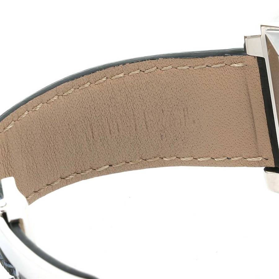 This image shows the inside view of the leather strap of a Tag Heuer Monaco watch.