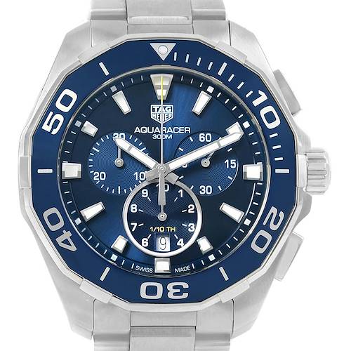 Photo of Tag Heuer Aquaracer Blue Dial Chronograph Steel Mens Watch CAY111B