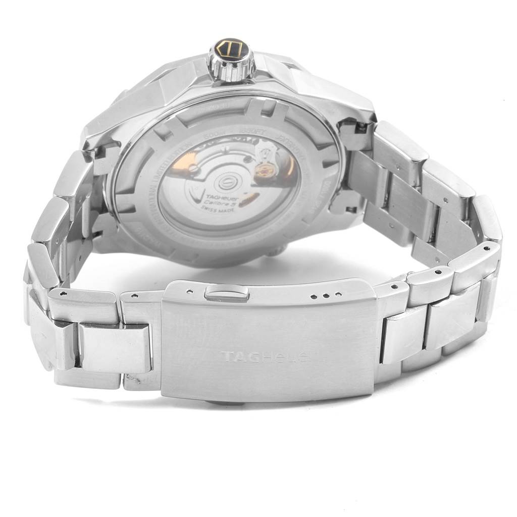This image shows the back and clasp of a Limited Edition Tag Heuer watch, featuring the movement and brand engraving.