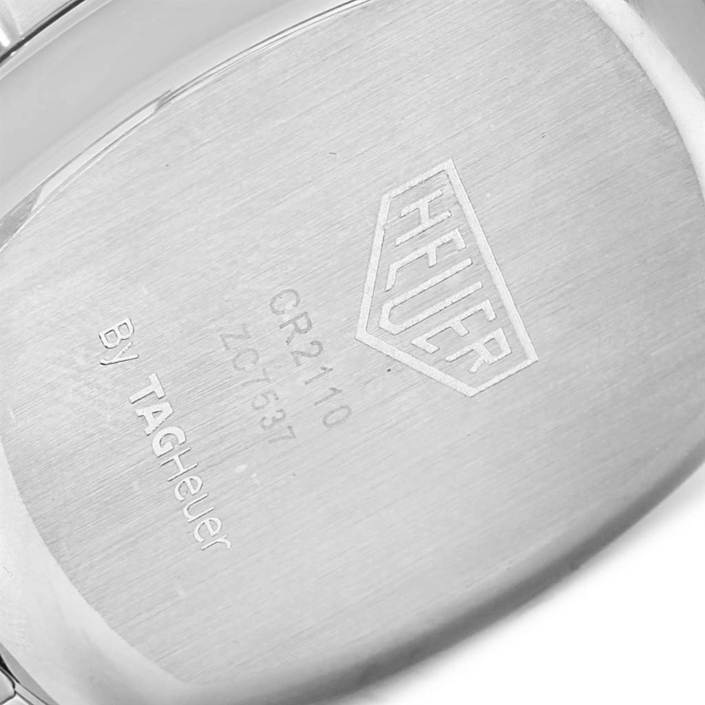 The image shows the case back of the Tag Heuer Monza CR2113.FC6164 Men's Stainless Steel Black Dial CR2113.FC6164 Men's Stainless Steel Black Dial model watch, highlighting branding and model numbers.