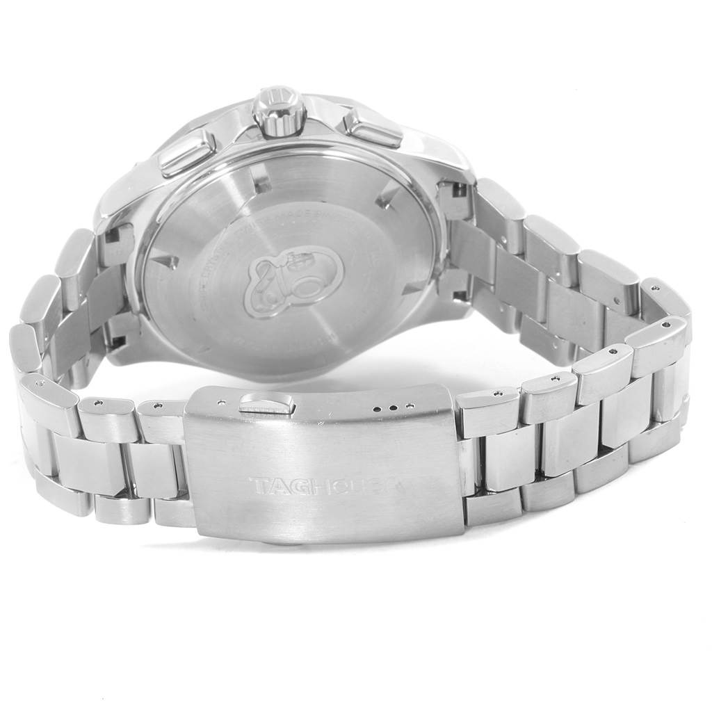 This image shows the back case and clasp of a Tag Heuer Aquaracer CAF2010.BA0815 Men's Stainless Steel Black Dial CAF2010.BA0815 Men's Stainless Steel Black Dial watch.