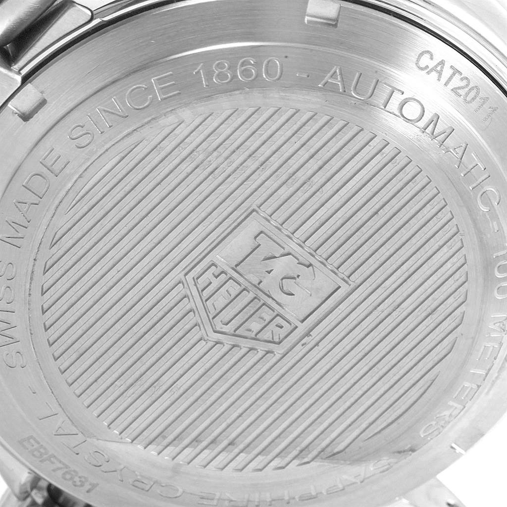 The image shows the back case of the Tag Heuer Link CJF211A.BA0594 Men's Stainless Steel Silver Dial CJF211A.BA0594 Men's Stainless Steel Silver Dial model watch, featuring engraved text and the brand logo.