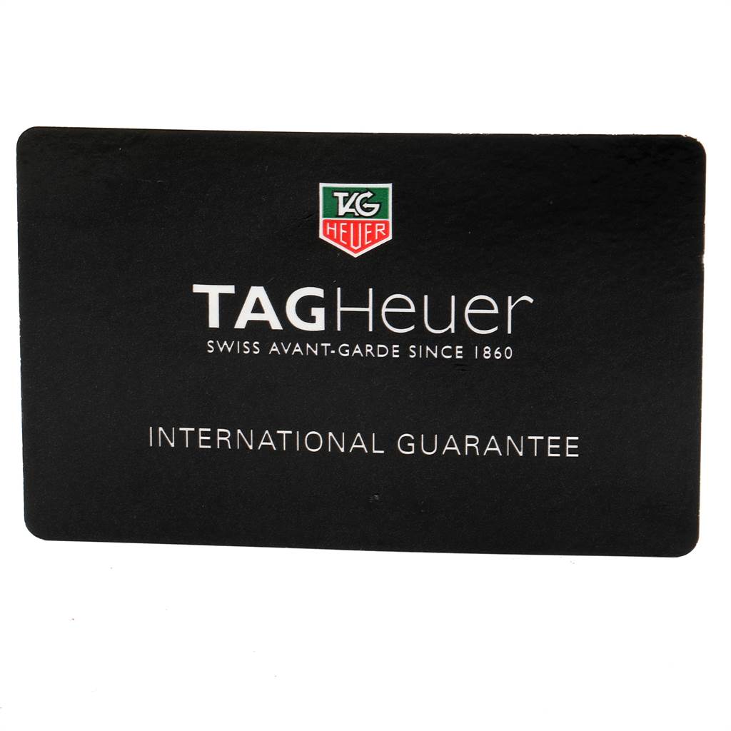 The image shows an international guarantee card for the Tag Heuer SLR CAG2111.BA0253 Men's Stainless Steel Black Dial CAG2111.BA0253 Men's Stainless Steel Black Dial model watch.